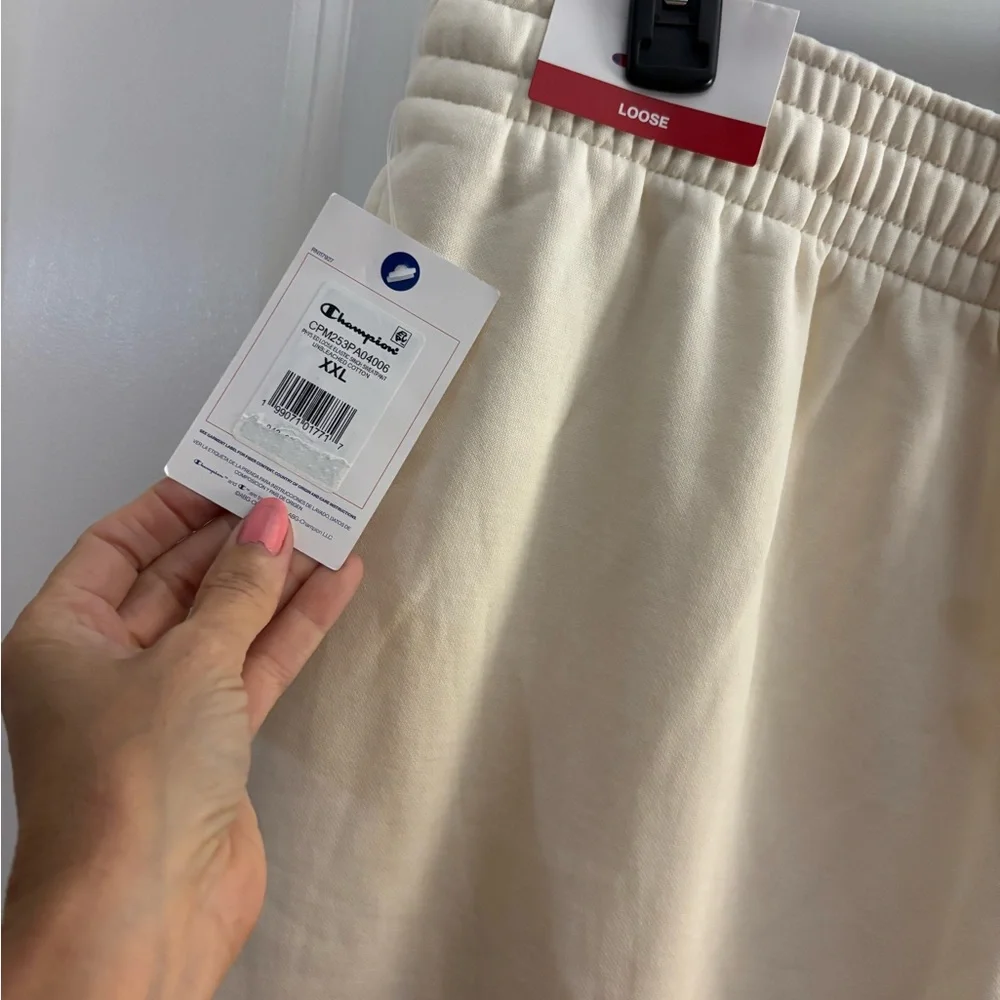 Champion Men's Loose Fit Cream Logo Sweatpants Sz XXL NWT